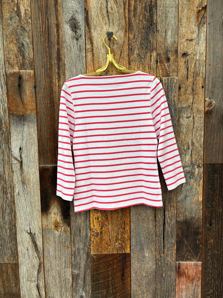 Lilla P Rib Slub 3/4 Boatneck Geranium Stripe