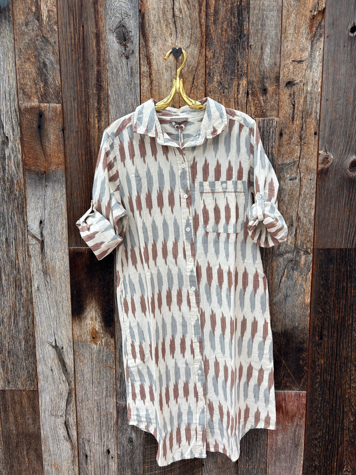 Lilla P Ikat Shirt Dress Carob Ikat