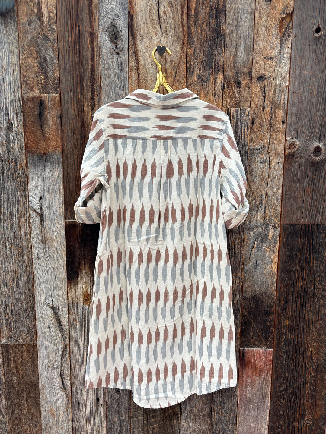 Lilla P Ikat Shirt Dress Carob Ikat