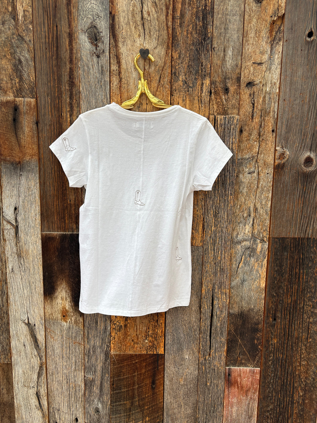 Catherine Gee Cowgirl Boot Embroidered Cotton T-Shirt