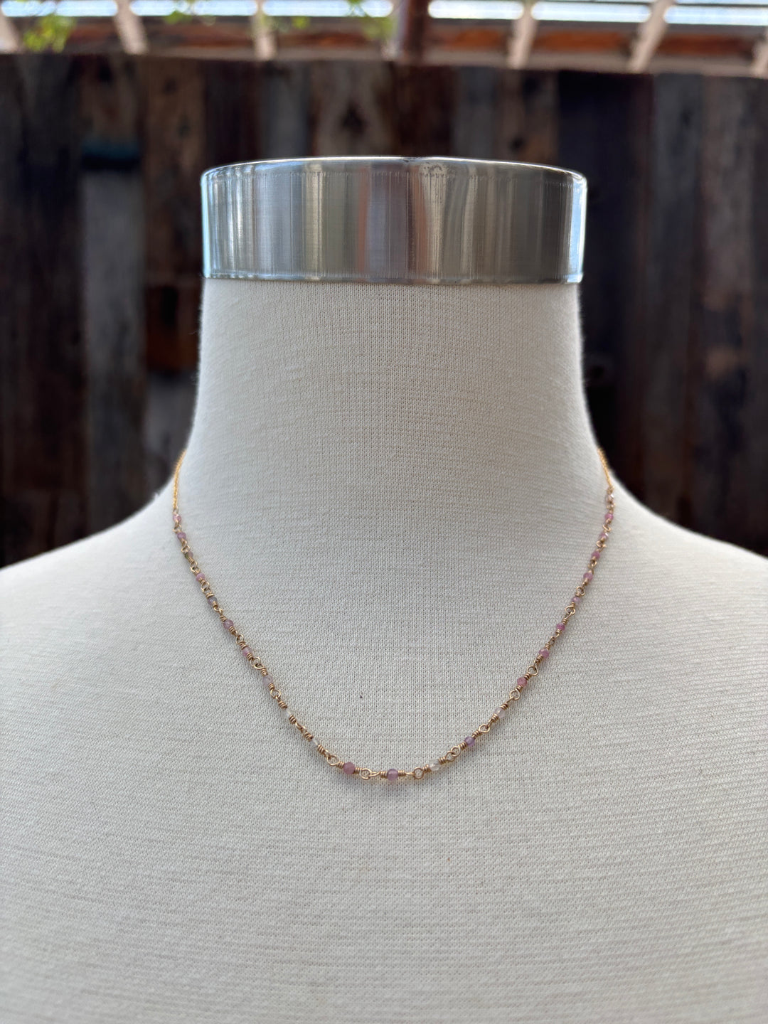 Elizabeth Nicole Wrapped Rose Quartz GF Chain N17B