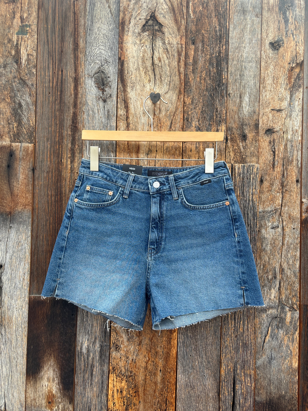 Mavi Heidi Long High Rise Short Dark Used Classic Blue