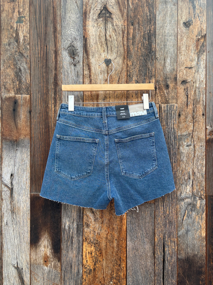 Mavi Heidi Long High Rise Short Dark Used Classic Blue