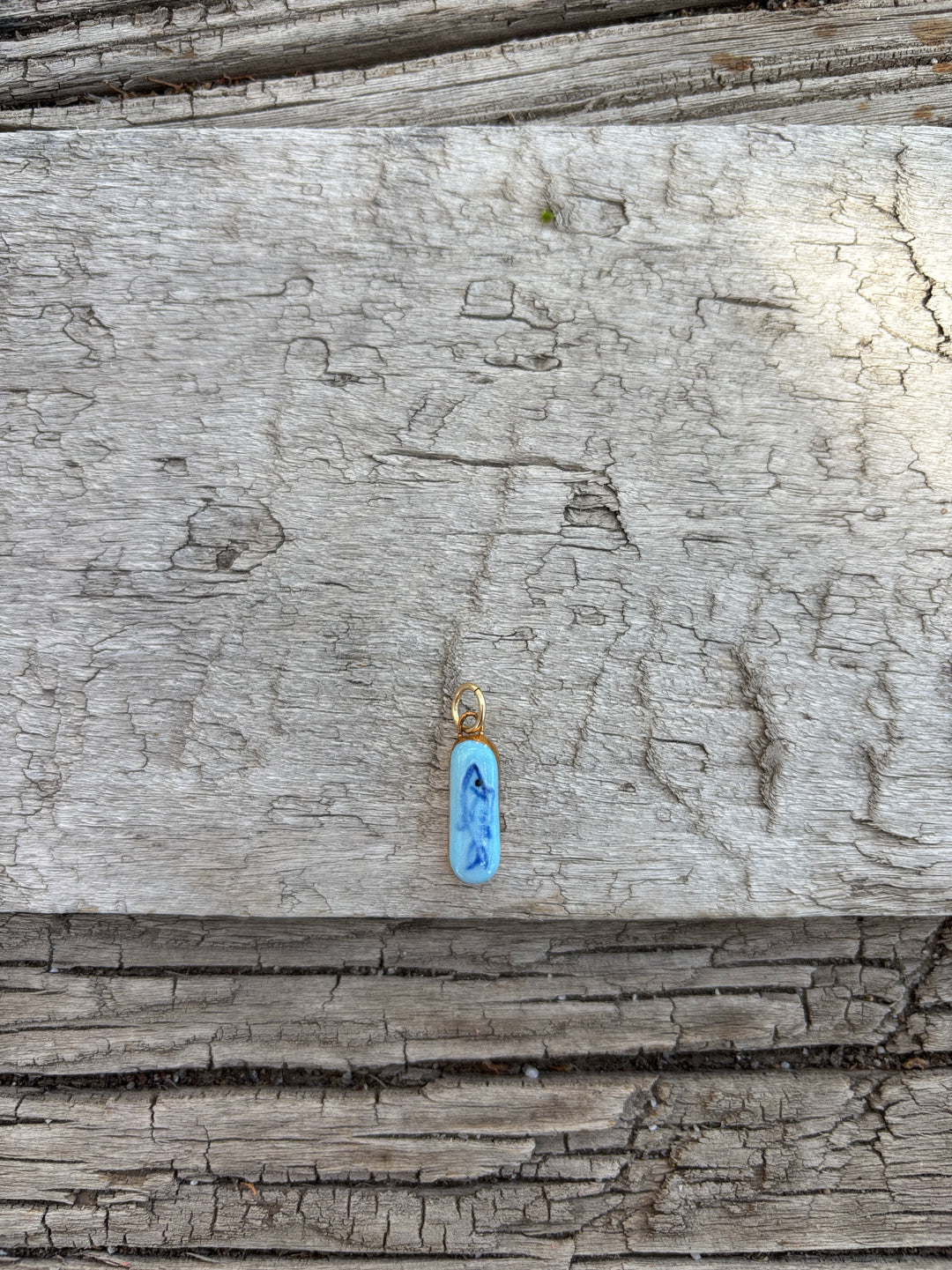 Shá Parlé Lucky Blue Fish Blue Background Charm