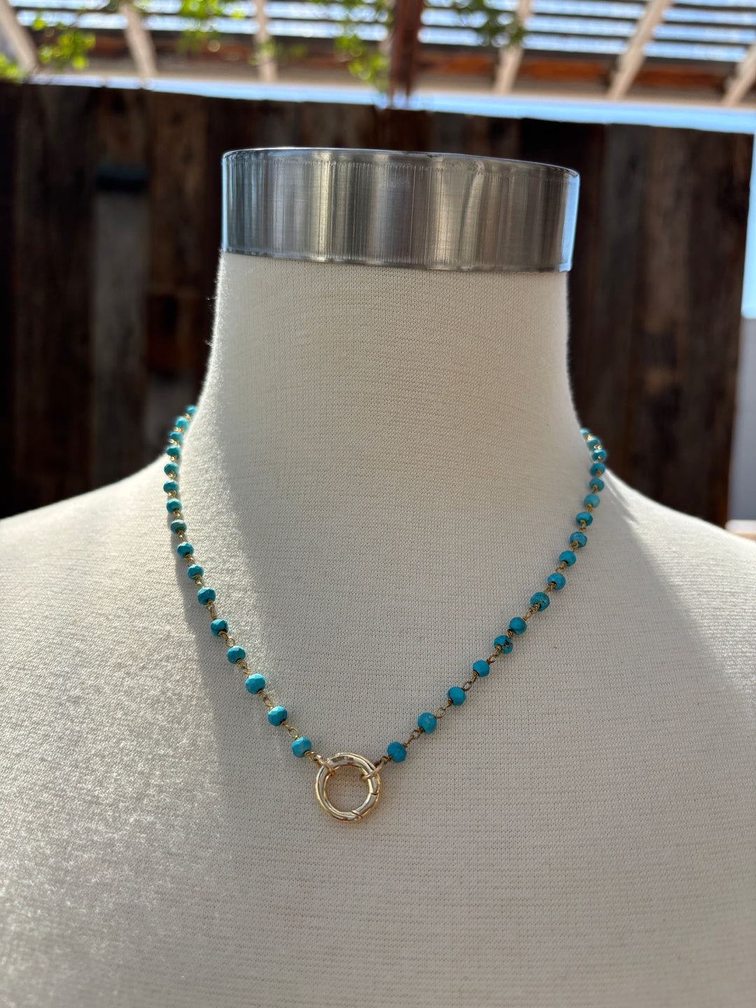 Shá Parlé Wire Wrap Gemstone Charm Holder Necklace - Turquoise