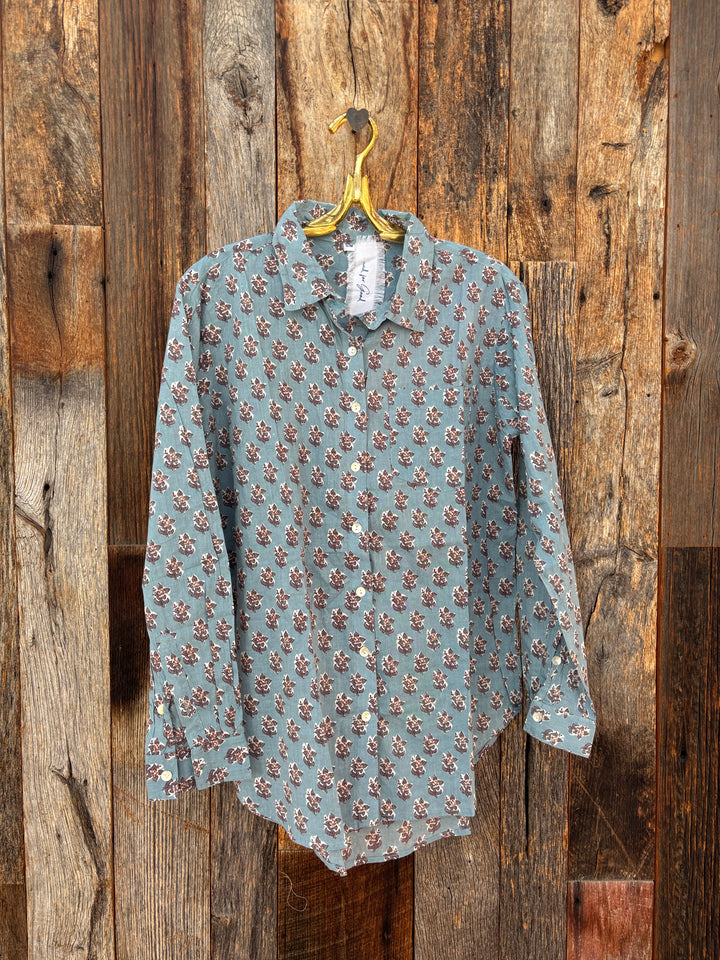 ...And For Good Rockport Floral Shirt Cornflower Blue