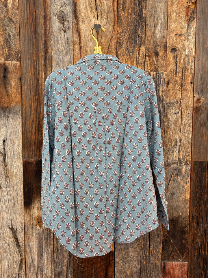 ...And For Good Rockport Floral Shirt Cornflower Blue