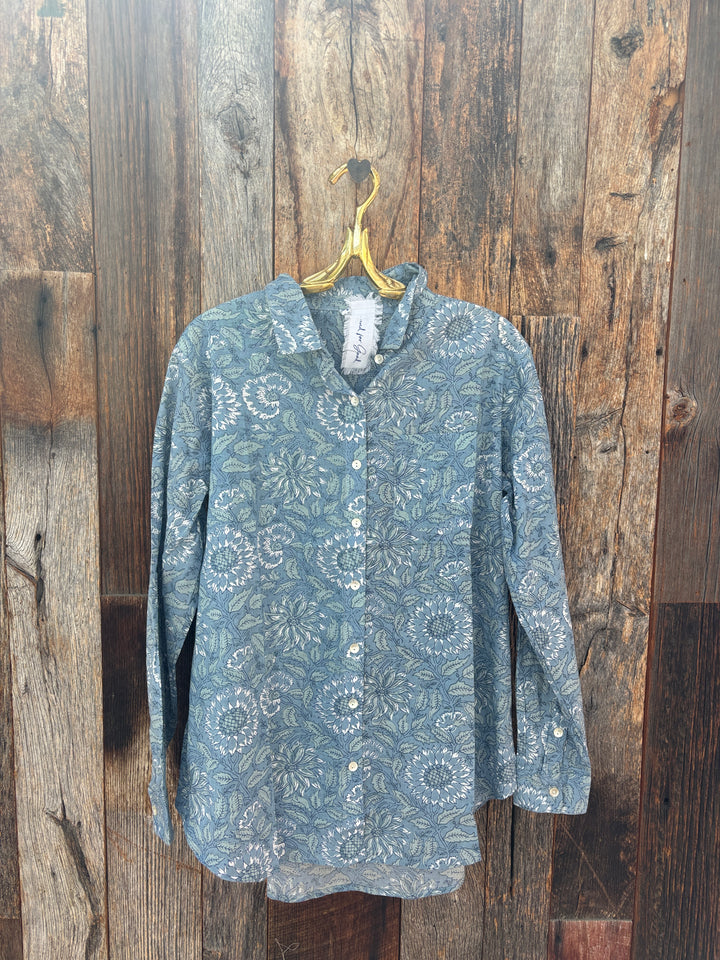 ...And For Good Abington Floral Shirt Cornflower Blue