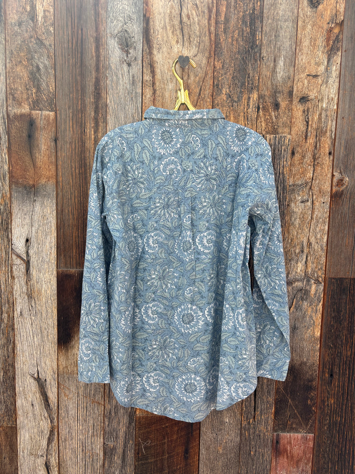 ...And For Good Abington Floral Shirt Cornflower Blue