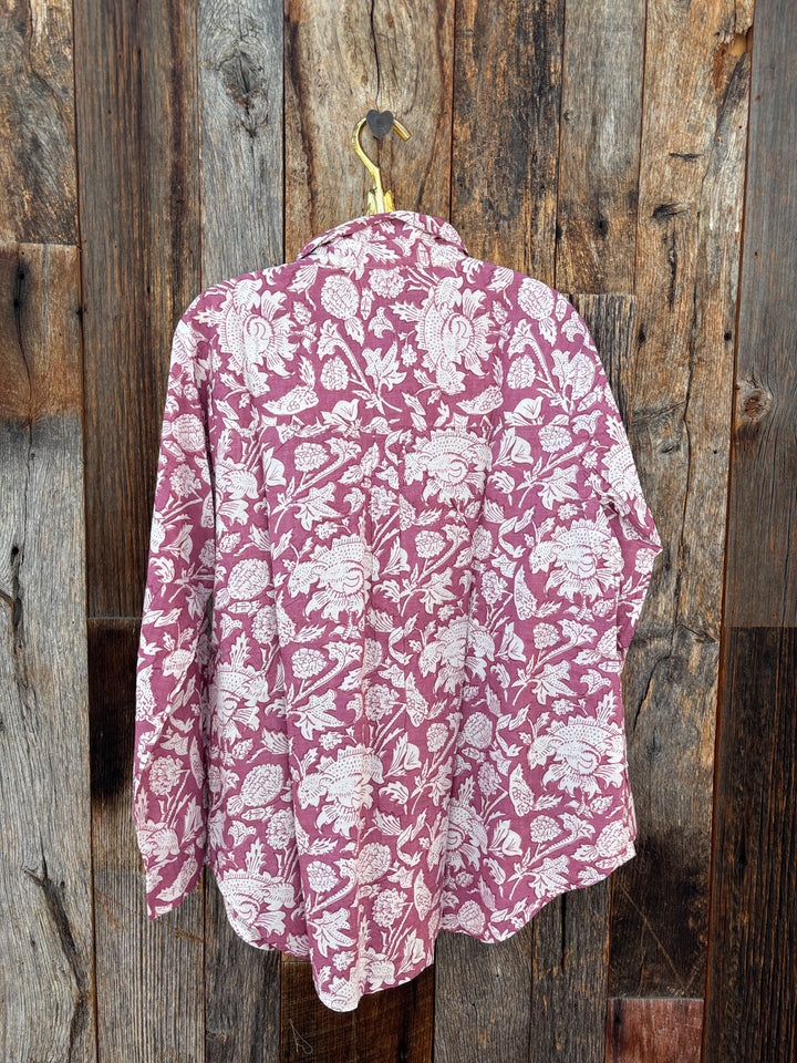 ...And For Good Madison Floral Shirt Raisin Rose
