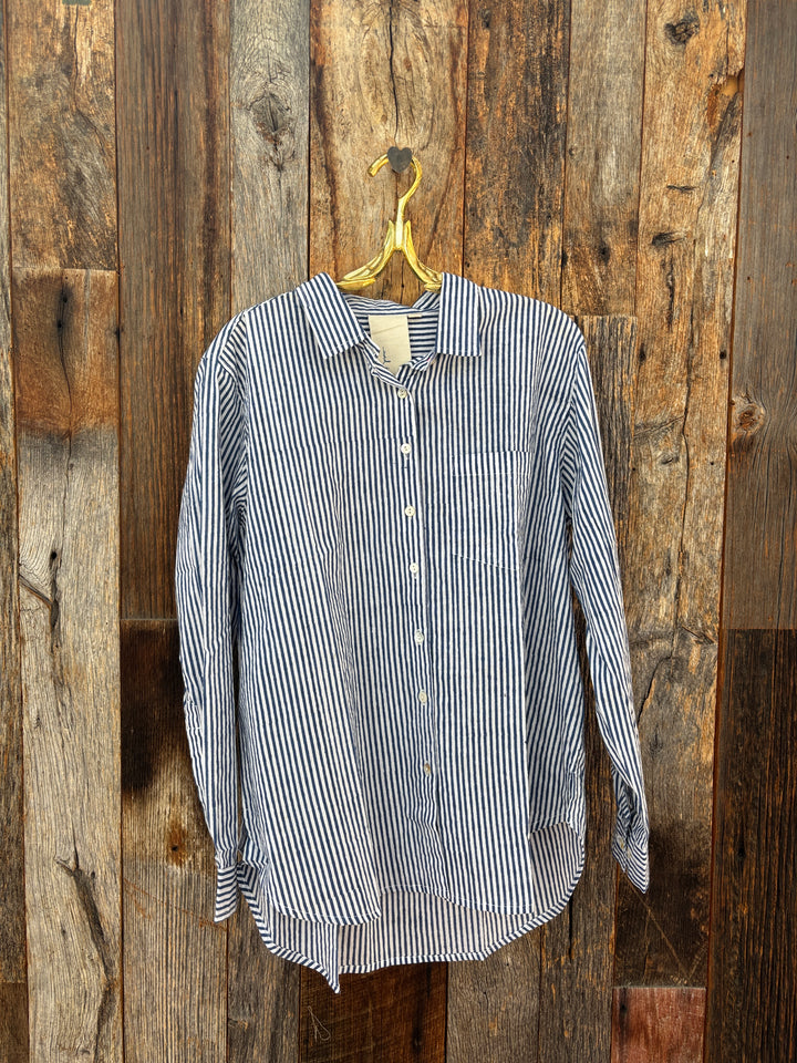 ...And For Good Menswear Stripe Shirt True Navy