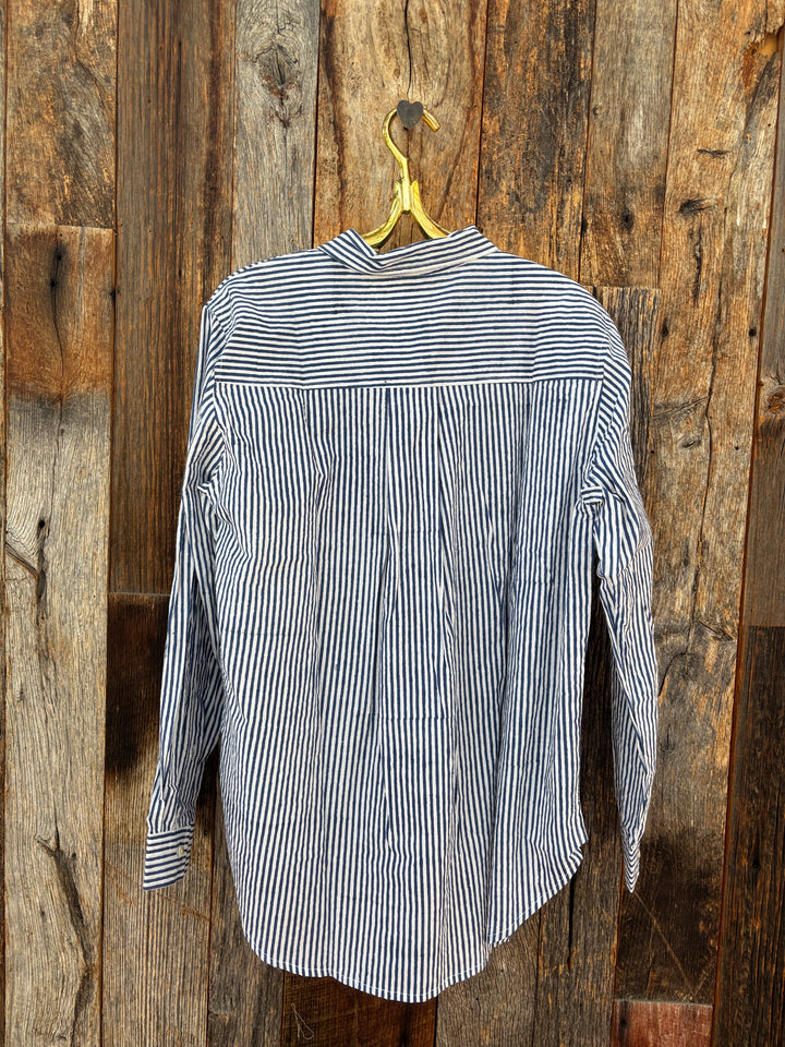 ...And For Good Menswear Stripe Shirt True Navy