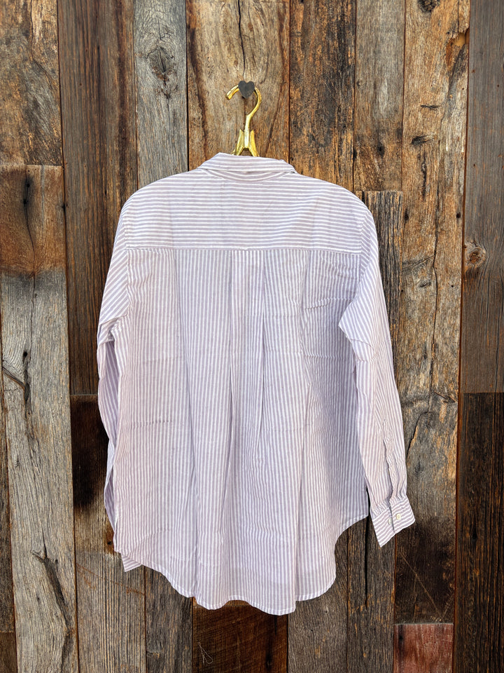 ...And For Good Menswear Stripe Shirt Lavender