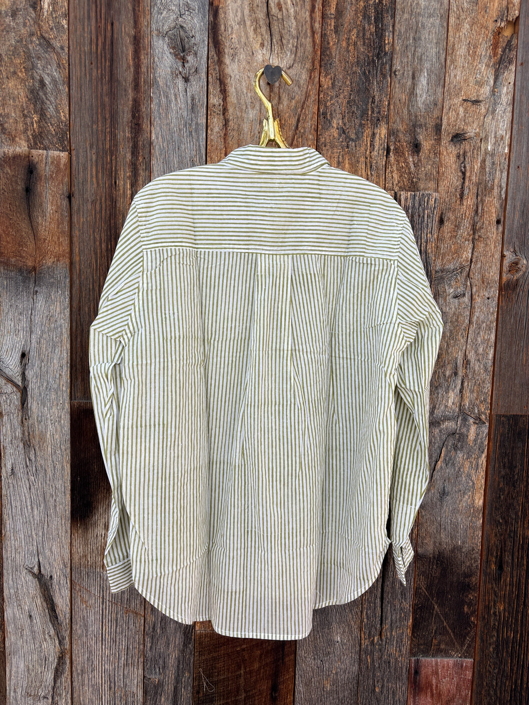 ...And For Good Menswear Stripe Shirt Olive