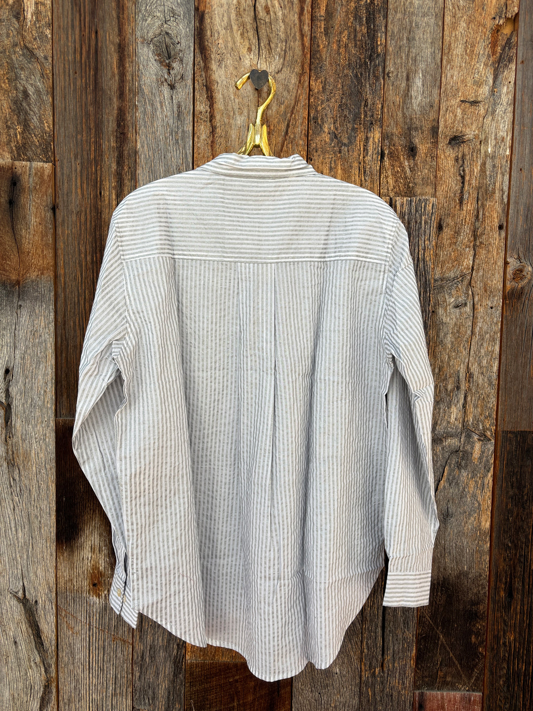 ...And For Good Menswear Stripe Shirt Metallic Silver