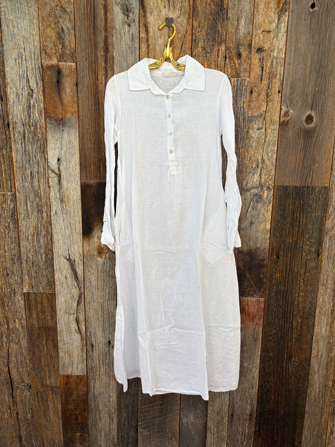 Milio Milano Linen Long Sleeve Maxi Dress White