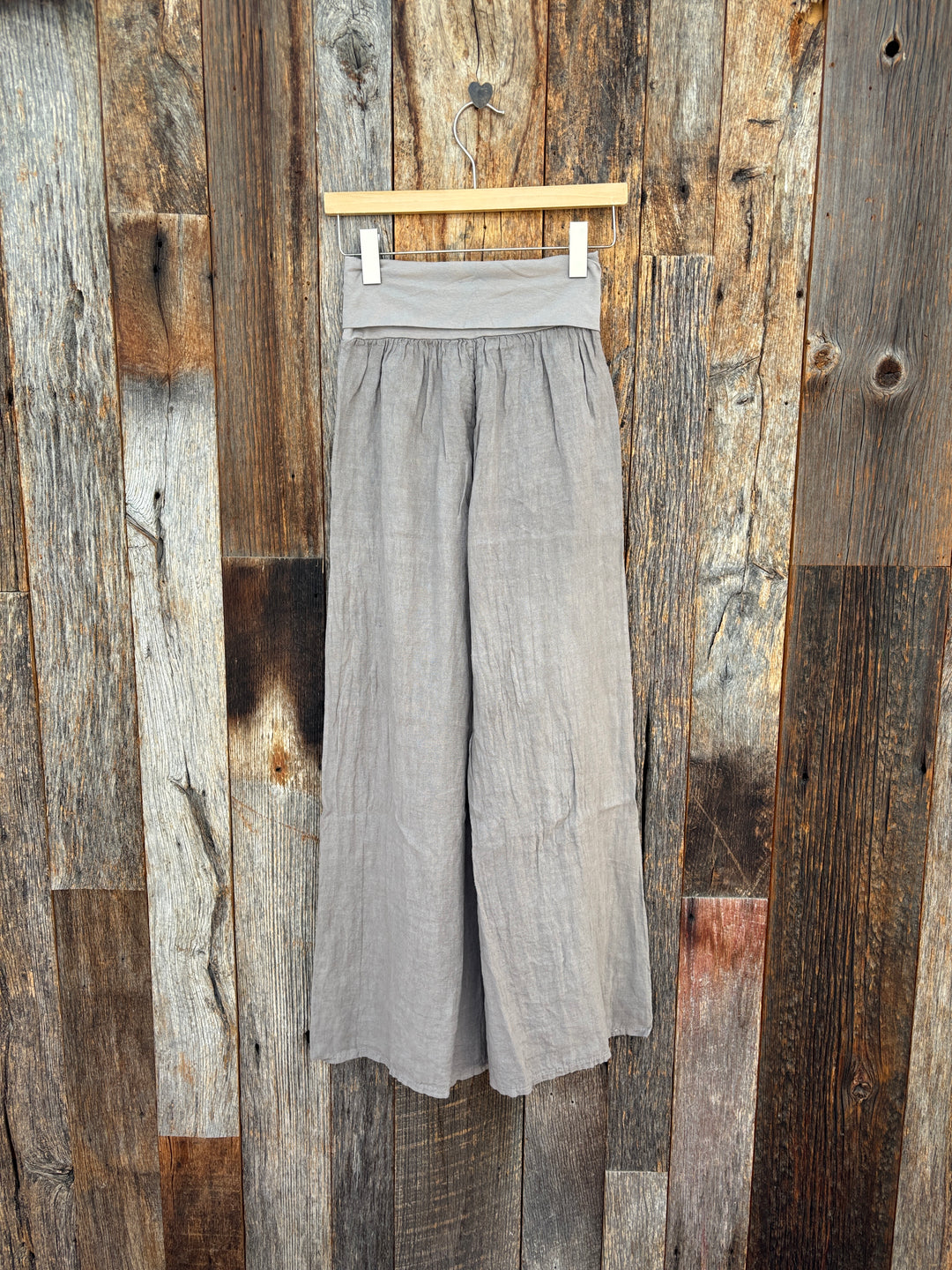 Milio Milano Fold Over Waist Linen Pant Mocha