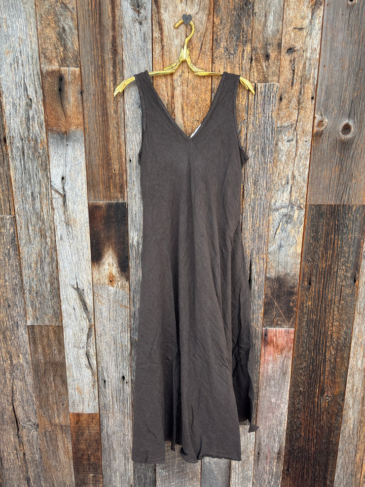 Milio Milano Italian Linen Maxi Slip- Chocolate