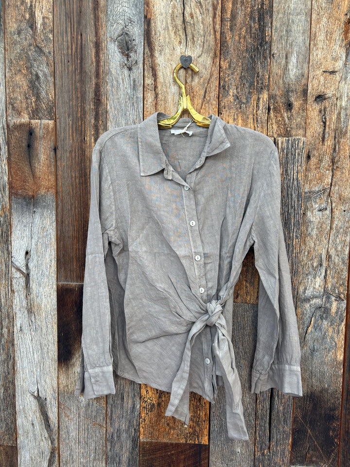 Milio Milano Tie Front Button Up Mocha