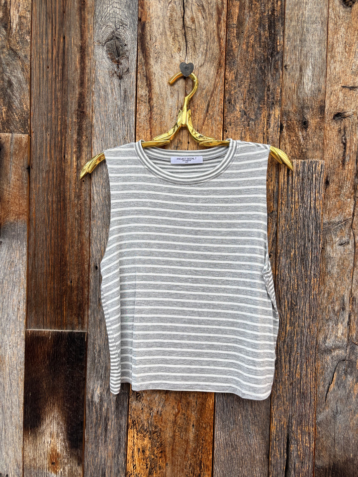 Project Social T Extra Mixed Stripe Tank Grey/Ivory