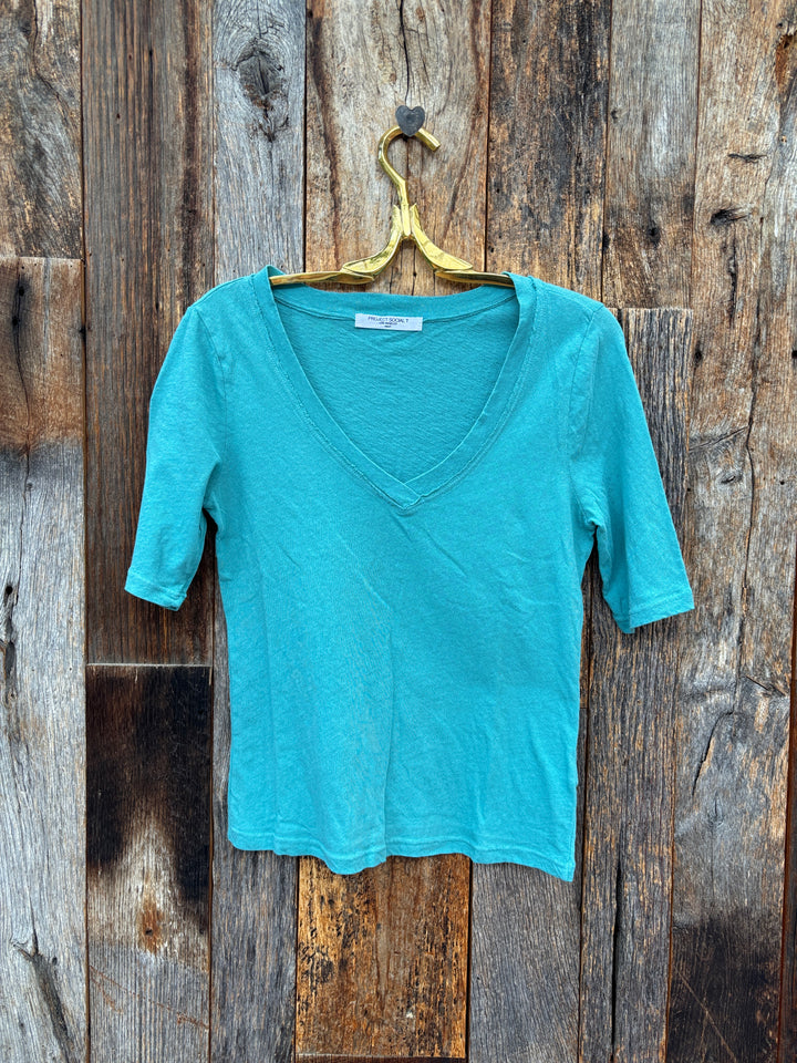 Project Social T Jude V-Neck Elbow Sleeve Tee Teal