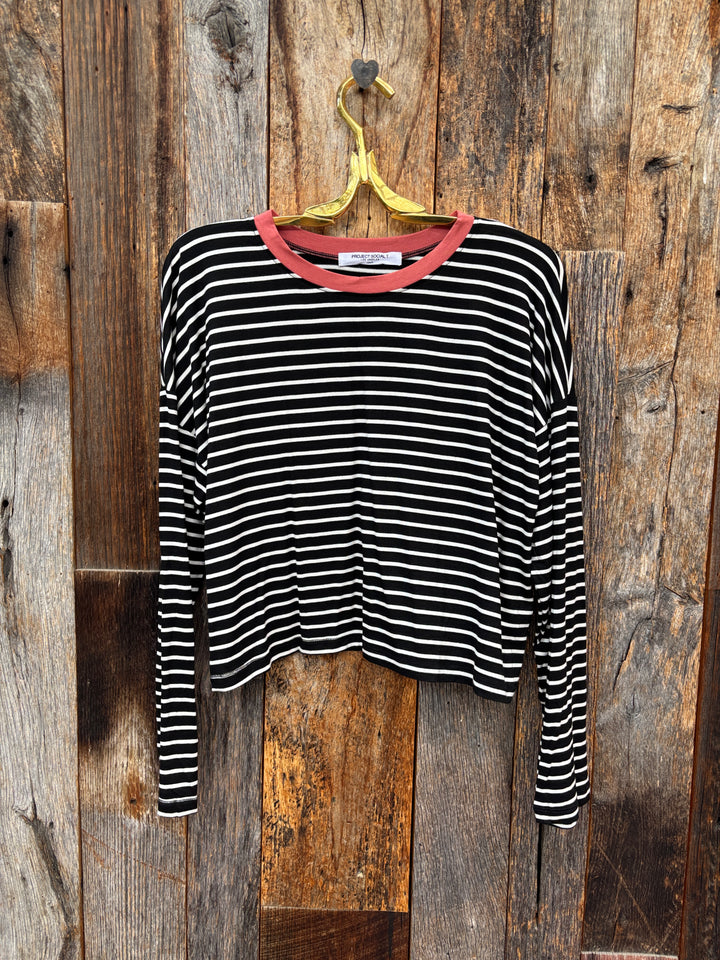 Project Social T Captain Striped L/S Black/White