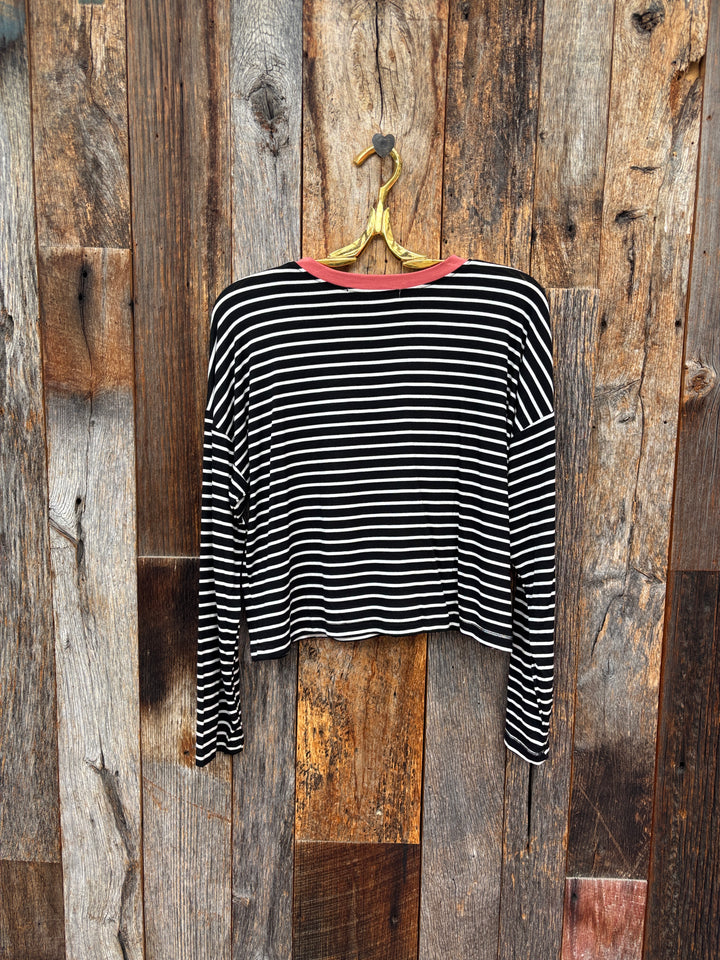 Project Social T Captain Striped L/S Black/White