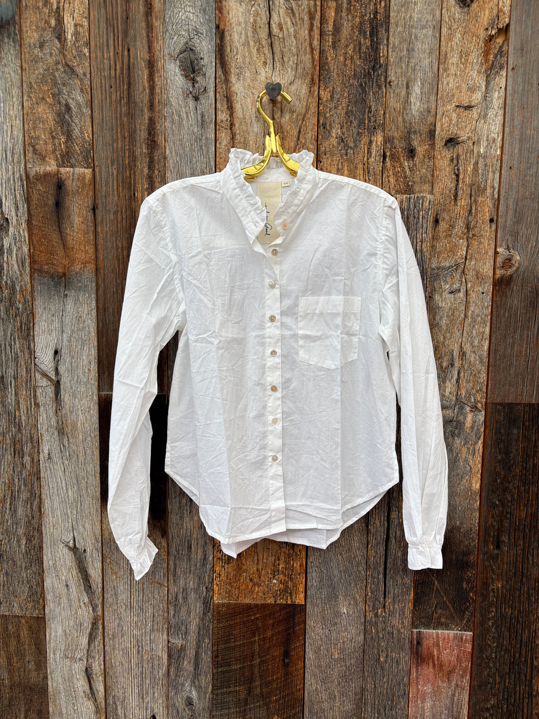 ...And For Good Girlfriend Shirt WIth Ruffle Trim White