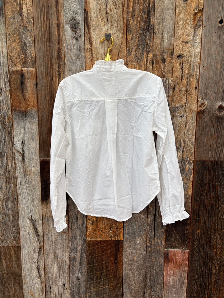 ...And For Good Girlfriend Shirt WIth Ruffle Trim White