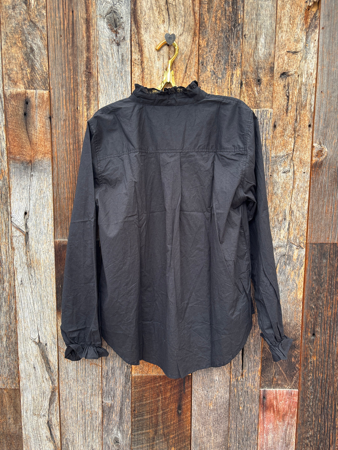 ...And For Good Girlfriend Shirt WIth Ruffle Trim Black