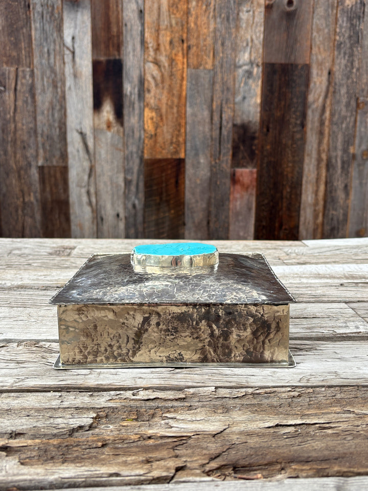 J. Alexander 8x8 Square Box w/ Dimples & Turquoise