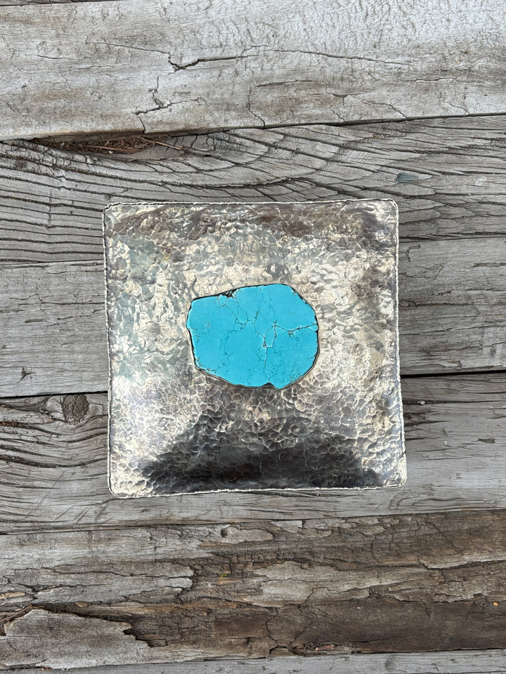 J. Alexander 8x8 Square Box w/ Dimples & Turquoise