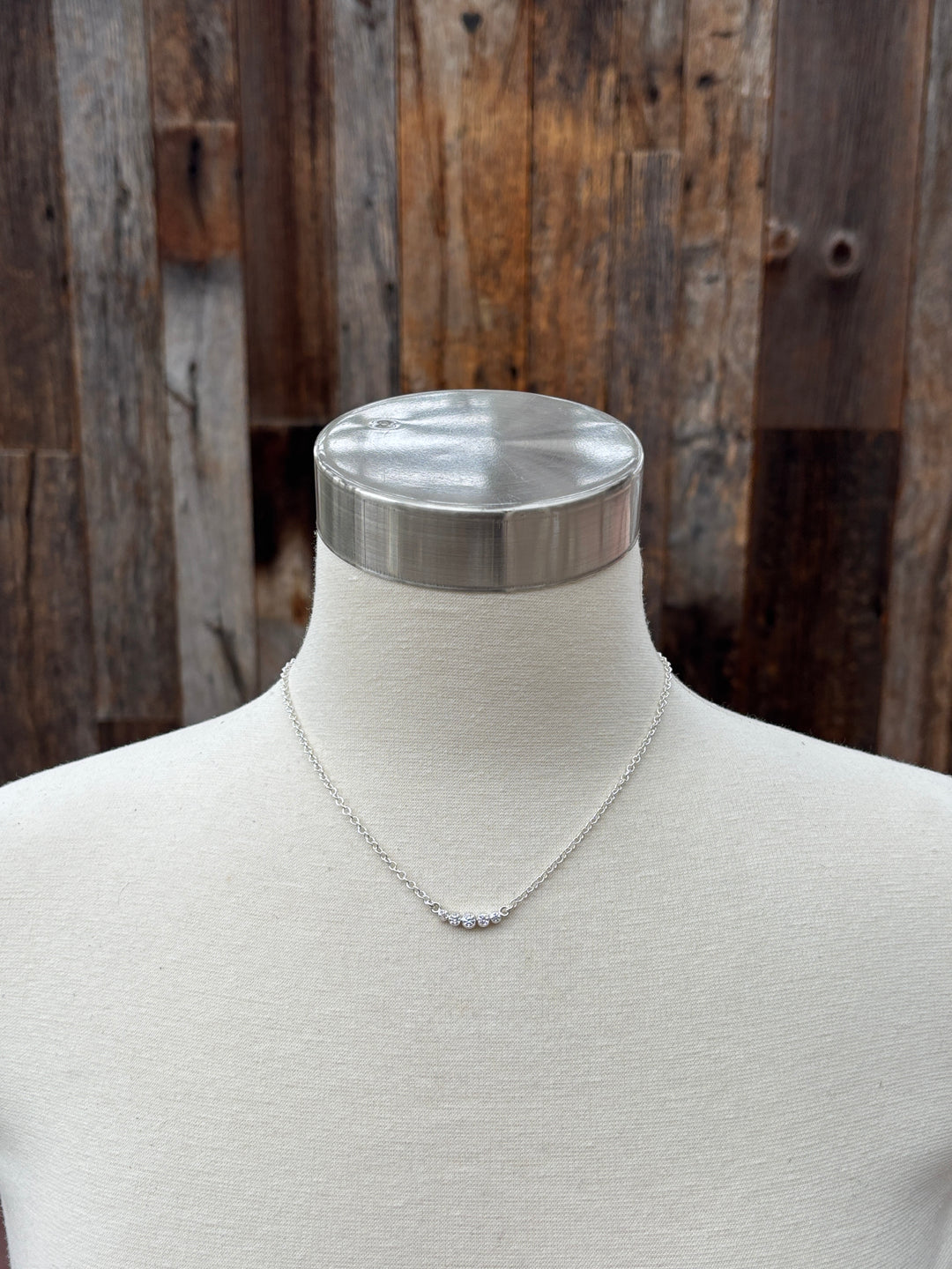 Ashton Graduated 5 Diamond Necklace - Silver