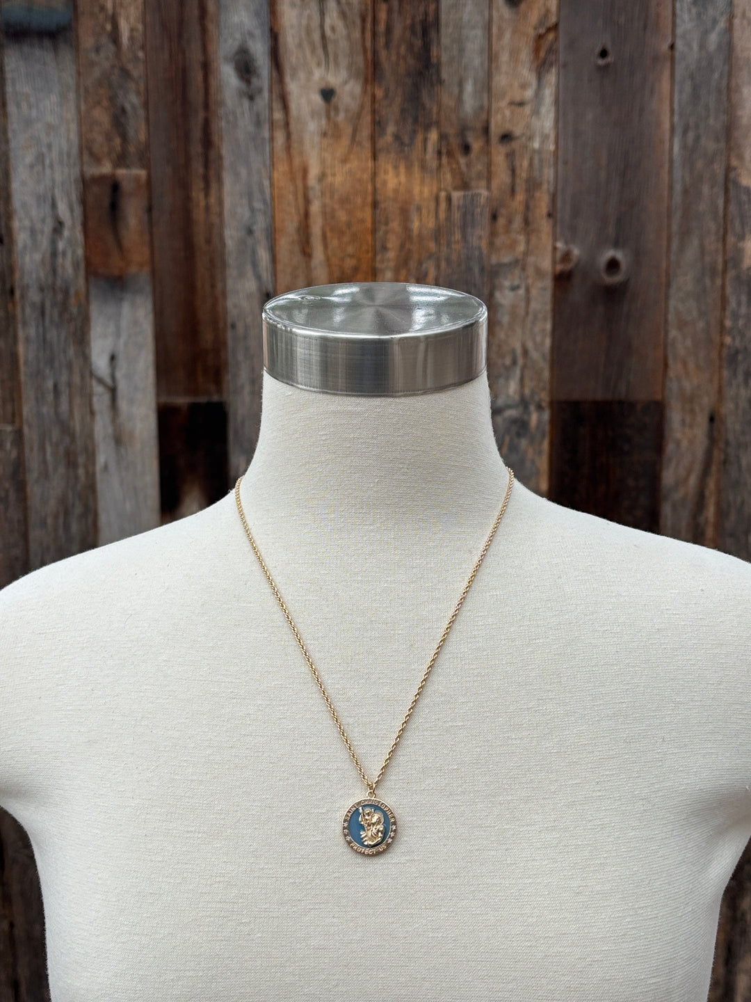 Joy Dravecky Saint Christopher Pendant French Blue