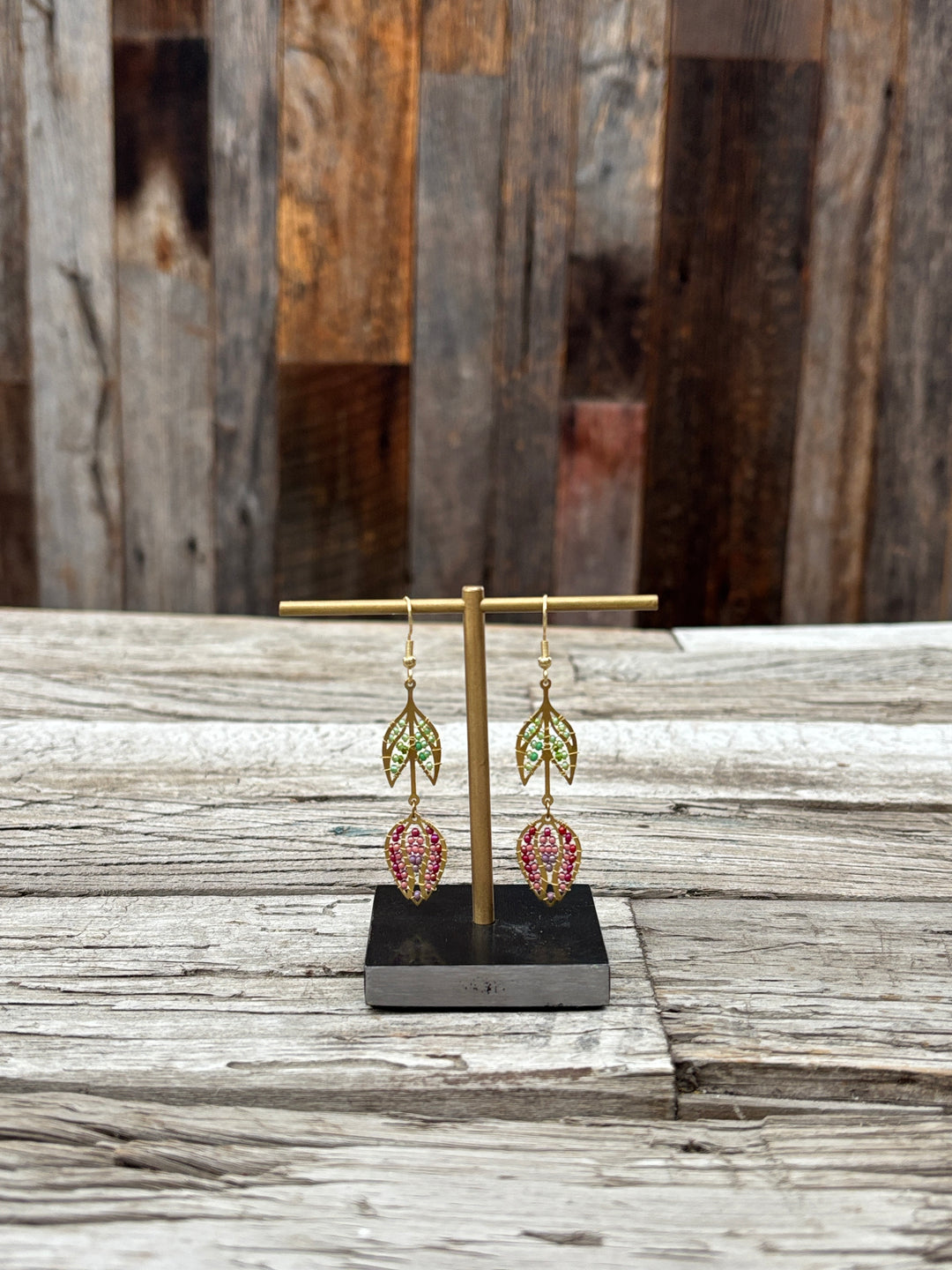 Altiplano Beaded Hanging Tulip Earrings Berry