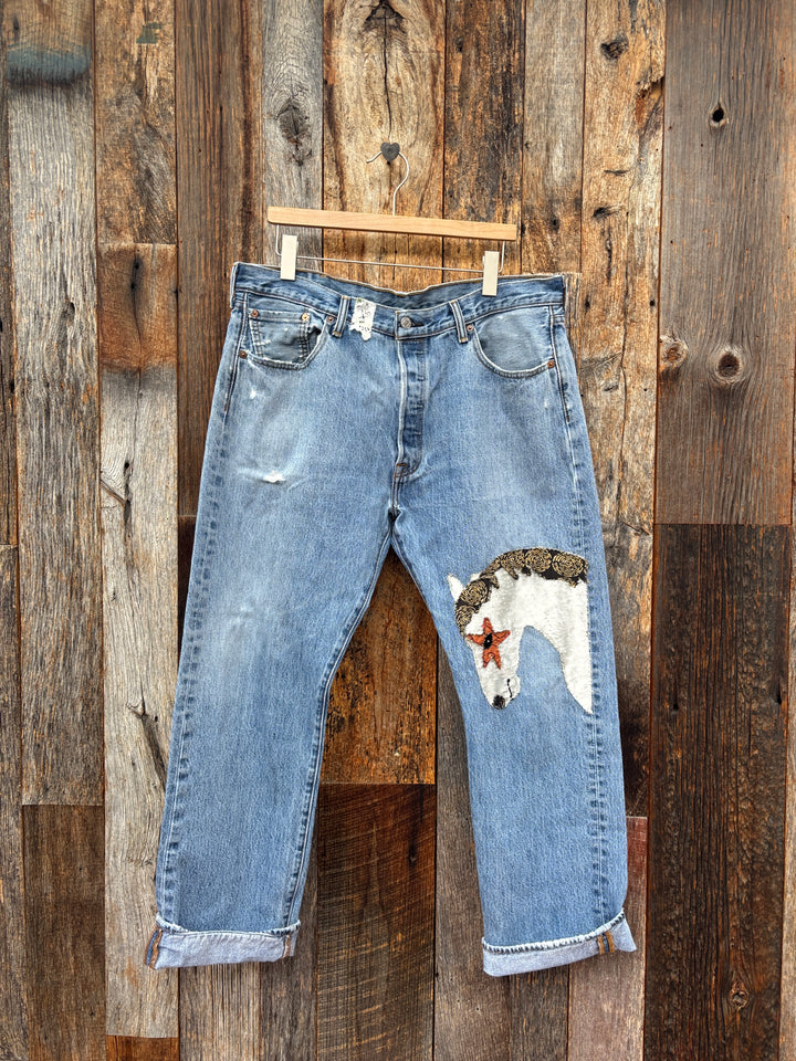 Unicorn City Silver Springs Horse Jeans - Blue Levi 501s