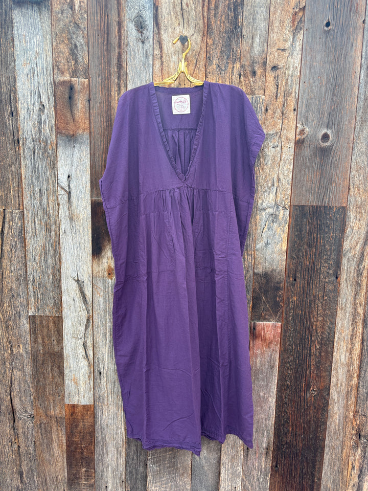 Auntie Oti Long V Dress Aubergine