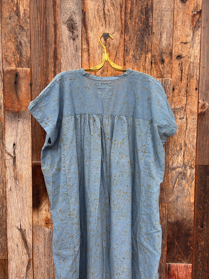 Auntie Oti Long V Dress Indigo Print