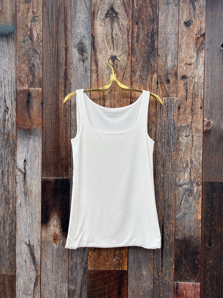 Paper Label Alina Double Layered Tank- Gardenia