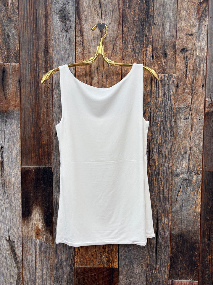 Paper Label Alina Double Layered Tank- Gardenia