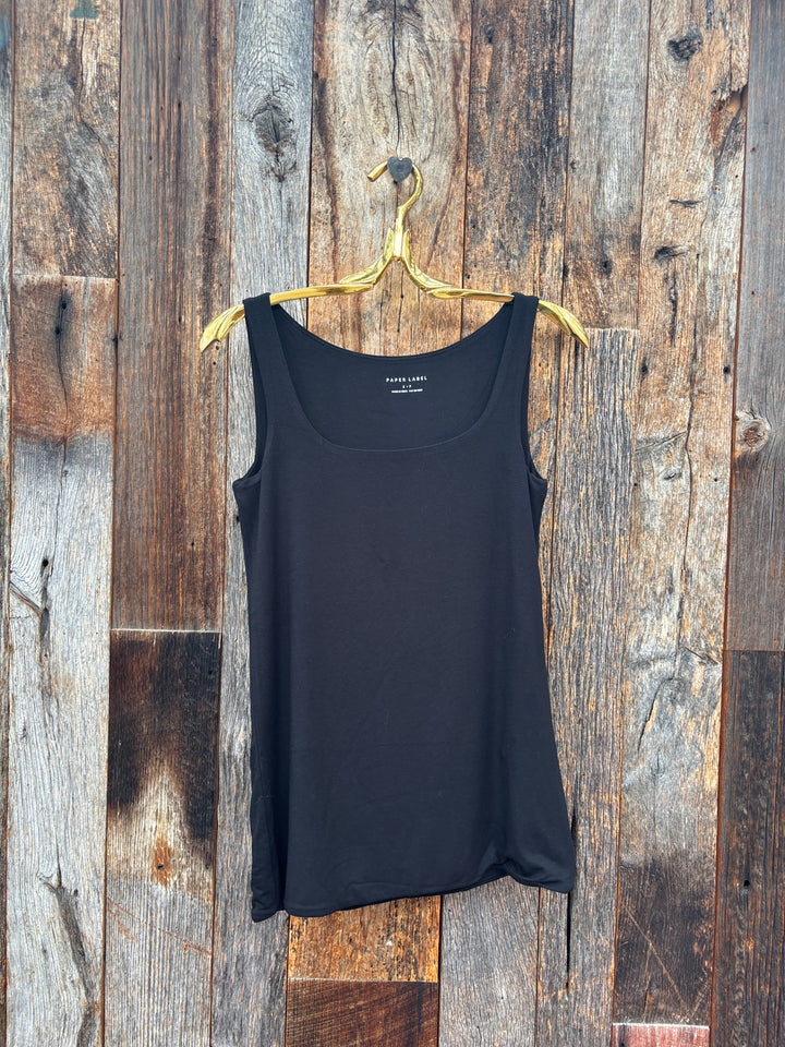 Paper Label Alina Double Layered Tank- Black