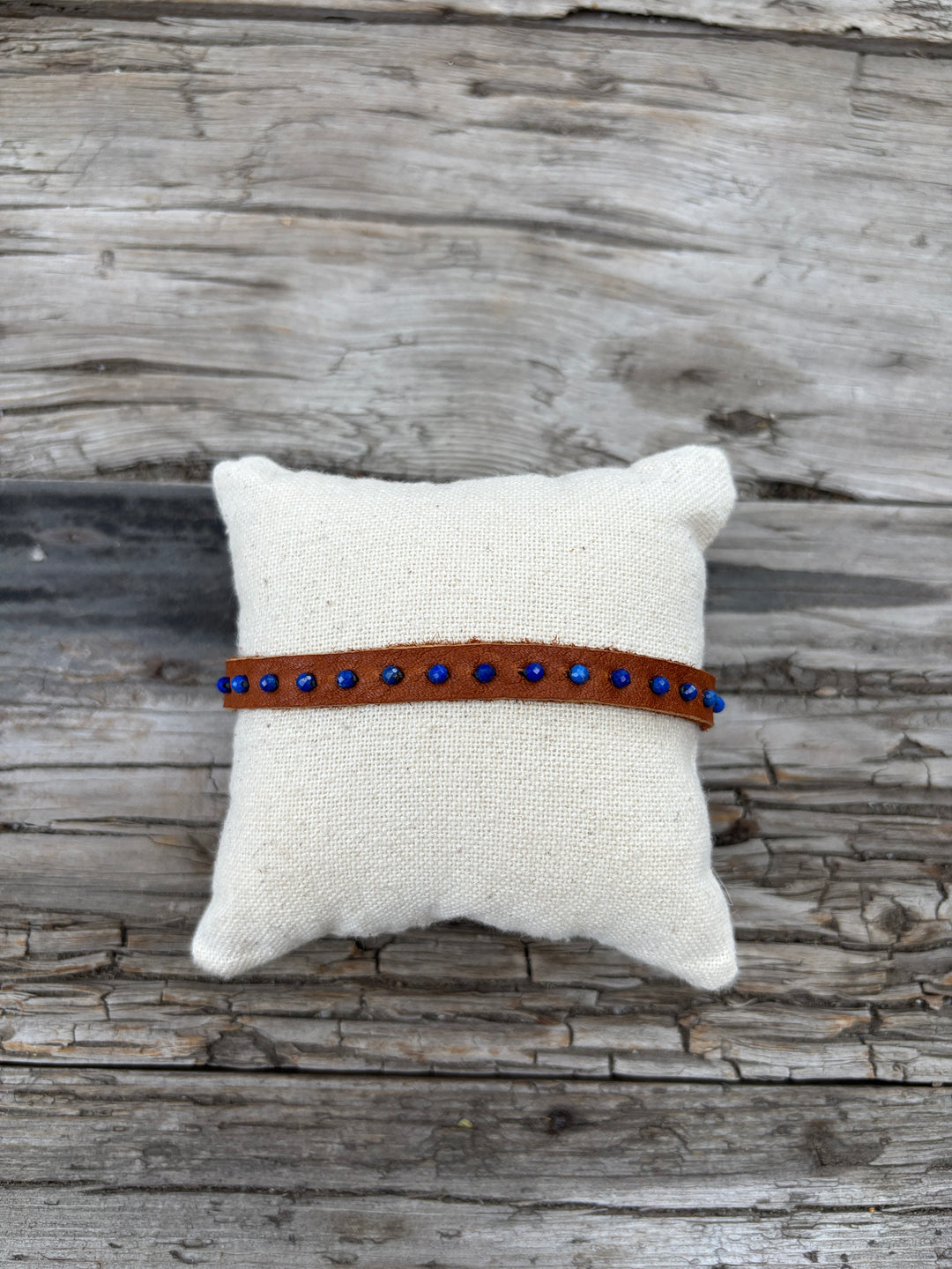 Renee Garvey Lapis/Leather/Deer Antler Button GSB12023
