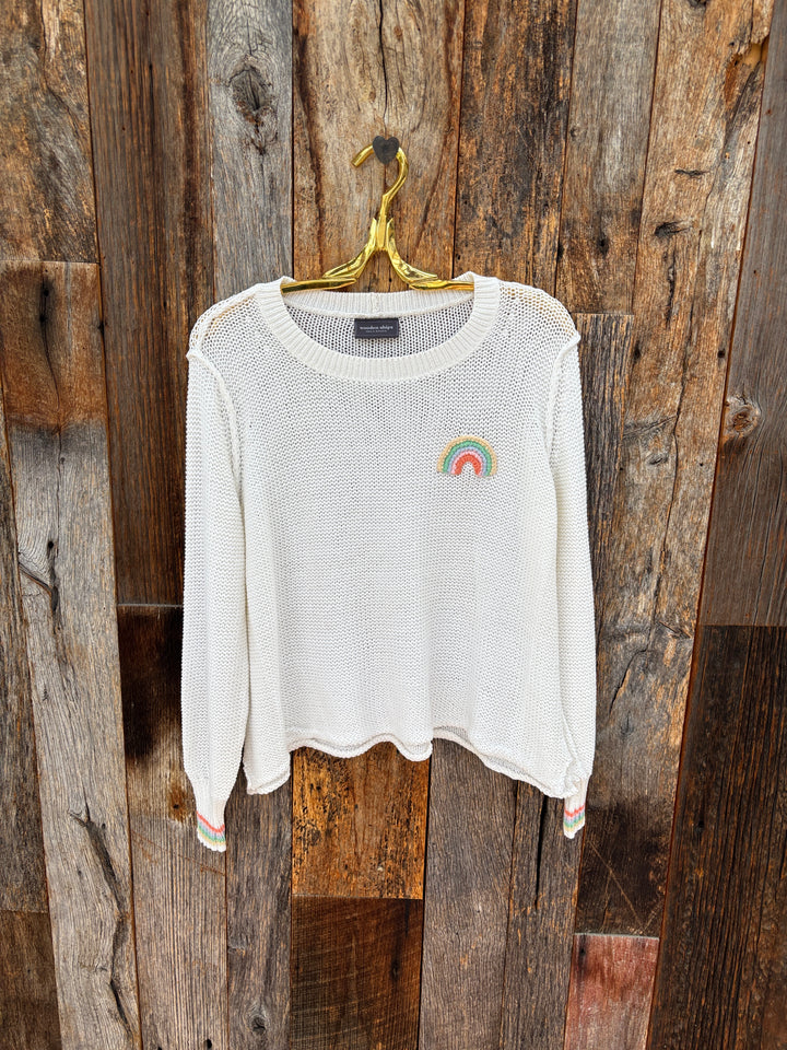 Wooden Ships Crochet Rainbow Crew Cotton-Breaker White