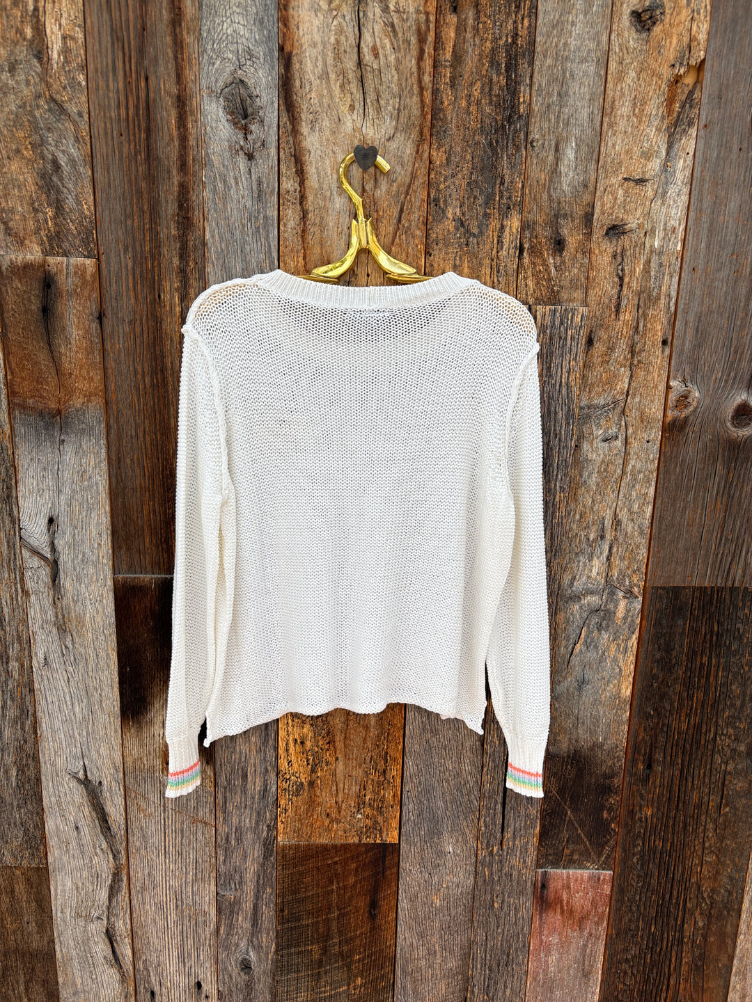 Wooden Ships Crochet Rainbow Crew Cotton-Breaker White