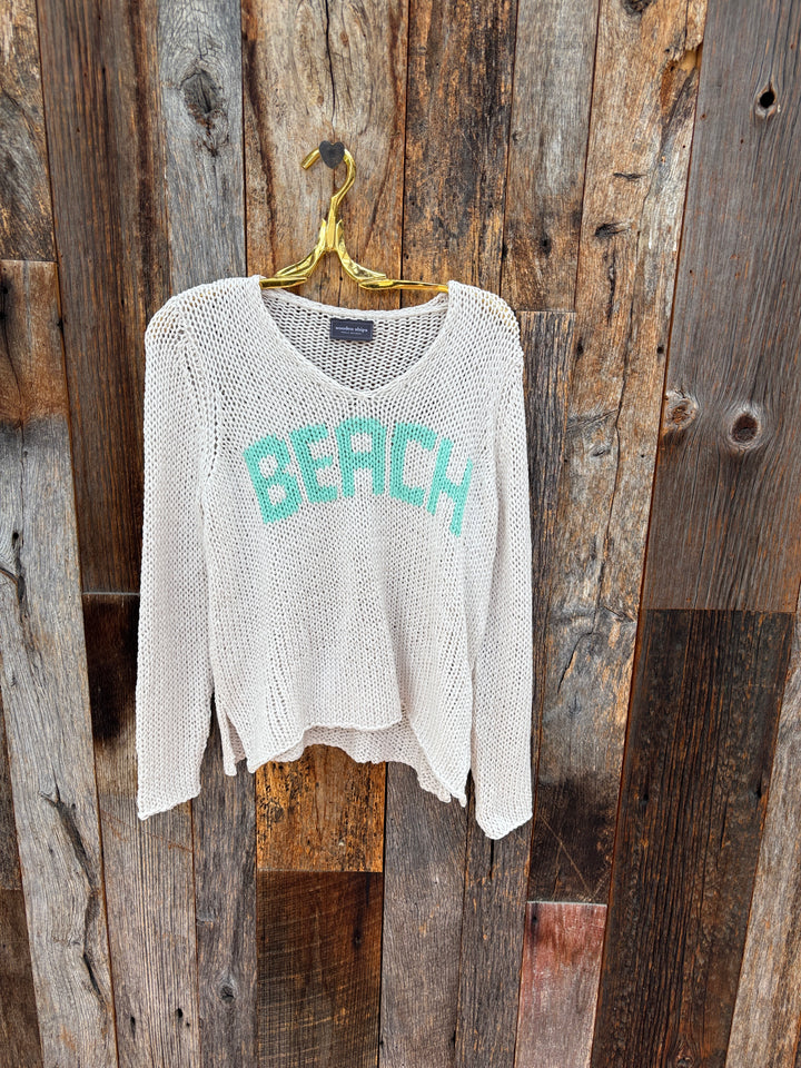 Wooden Ships Chunky Beach V Cotton-Almond Butter/Mint