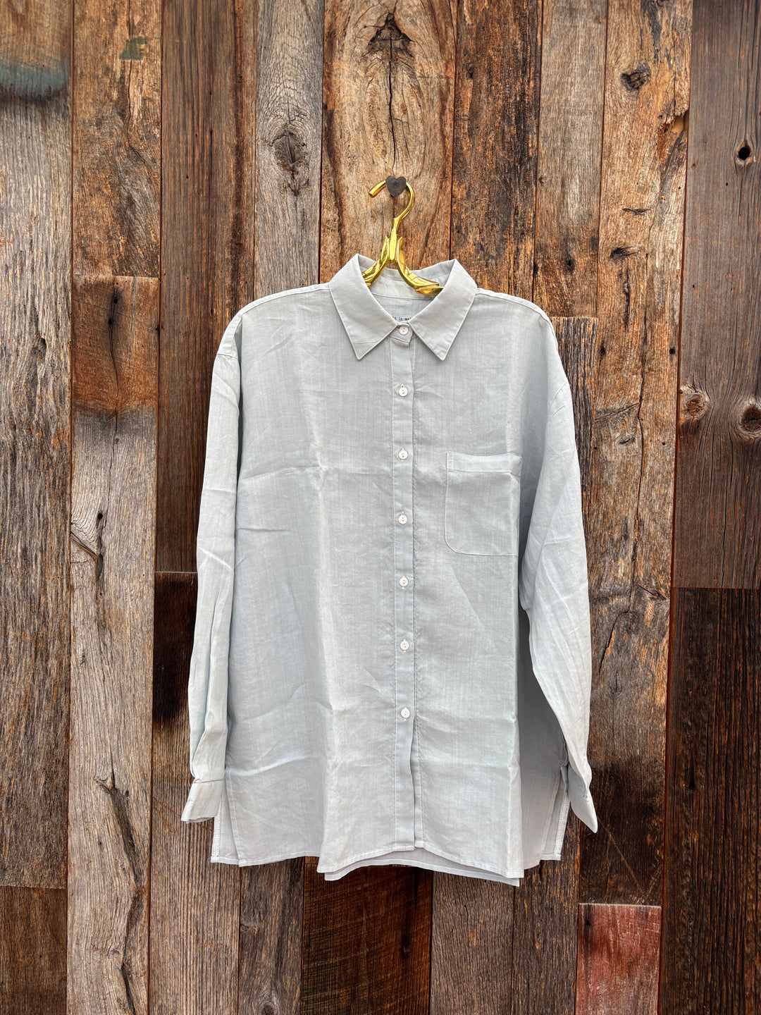 It Is Well Oversized Linen Shirt Antique Blue