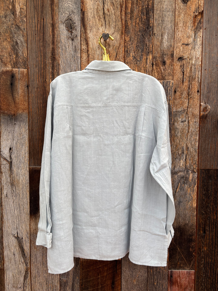 It Is Well Oversized Linen Shirt Antique Blue
