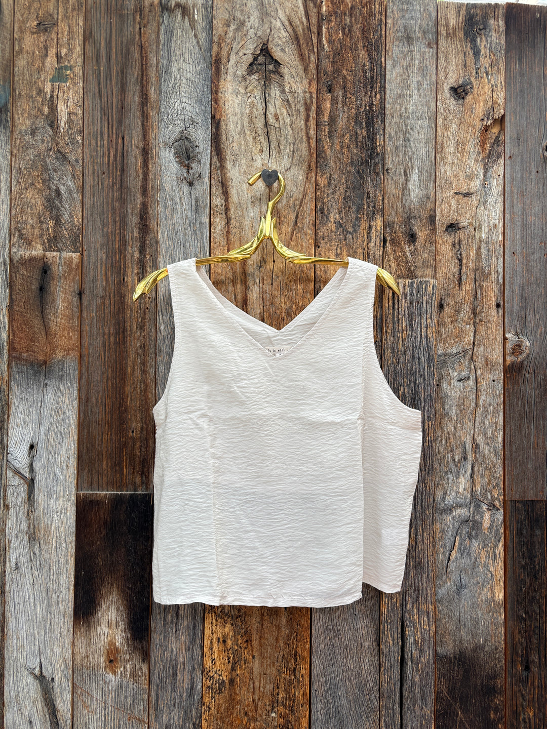 It Is Well Crinkled Tank Top Natural