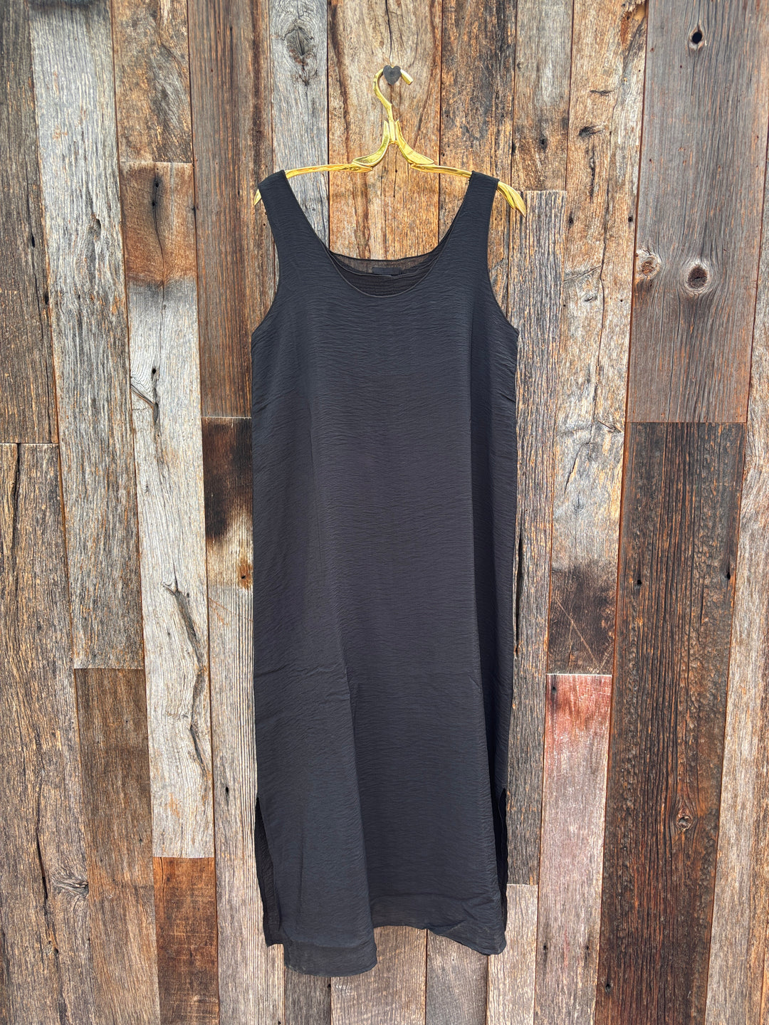 It Is Well Crinkled Tank Dress Black