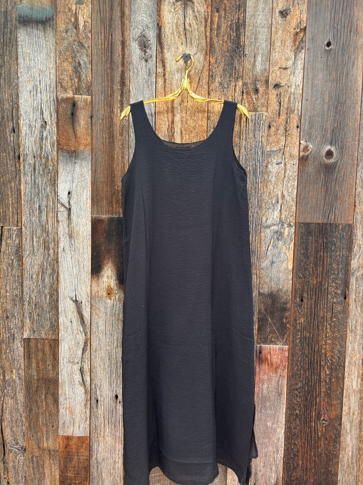 It Is Well Crinkled Tank Dress Black